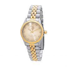 Montre U.s. Polo Assn. Champagne - Boîtier Blanc - Cadran Champagne - Bracelet Bicolore - Mécanisme en Quartz - Pour Femme - Histoire d'Or