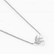Collier Marilla Argent Blanc Oxyde De Zirconium - Pour Femme - Pierre en Oxyde de Zirconium de forme Ronde - Motif Oiseau - Histoire d'Or