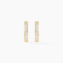 Boucles D'oreilles Jacoba Rondes Or Jaune Oxyde De Zirconium - Pour Femme - Pierre en Oxyde de Zirconium de forme Ronde - Histoire d'Or