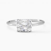 Bague Baroque Party Argent Blanc Oxyde De Zirconium - Pour Femme - Pierre en Oxyde de Zirconium de forme Rectangle - Motif Rectangle - Histoire d'Or
