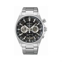 Montre Seiko Sport Noir - Boîtier Blanc - Cadran Noir - Bracelet Argenté - Mécanisme en Quartz - Pour Homme - Histoire d'Or