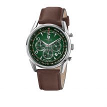 Montre Lip Himalaya Chrono Vert - Boîtier Blanc - Cadran Vert - Bracelet Marron - Mécanisme en Quartz - Pour Homme - Histoire d'Or
