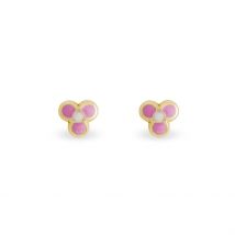 Boucles D'oreilles Puces Fleur Rose Or Jaune - Pour Enfant - Histoire d'Or