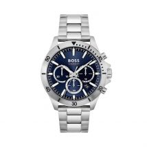 Montre Boss Troper Bleu - Boîtier Blanc - Cadran Blanc - Bracelet Argenté - Mécanisme en Quartz - Pour Homme - Histoire d'Or