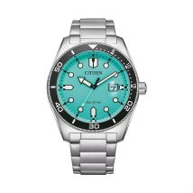 Montre Citizen Sunset Turquoise - Boîtier Blanc - Cadran Turquoise - Bracelet Argenté - Mécanisme en Quartz - Pour Homme - Histoire d'Or