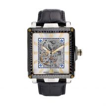 Montre Montignac Square Automatique Argenté - Boîtier Blanc - Cadran Argenté - Bracelet Noir - Mécanisme en Automatique - Pour Homme - Histoire d'Or