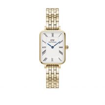 Montre Daniel Wellington Quadro Blanc - Boîtier Jaune - Cadran Blanc - Bracelet Doré - Mécanisme en Quartz - Pour Femme - Histoire d'Or