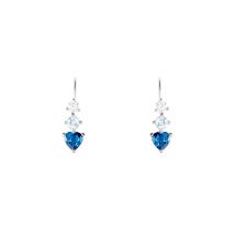 Boucles D'oreilles Lauressa Or Blanc Topaze Bleu Oxyde - Pour Femme - Pierre en Topaze de forme Coeur - Motif Cœur - Histoire d'Or
