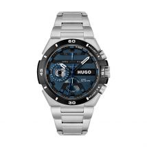 Montre Hugo Wild Bleu - Boîtier Blanc - Cadran Blanc - Bracelet Argenté - Mécanisme en Quartz - Pour Homme - Histoire d'Or