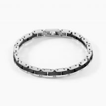 Bracelet Métal Acier Blanc Onyx - Pour Homme - Pierre en Onyx de forme Allongée - Histoire d'Or
