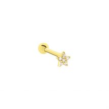 Piercing Alchemille Or Jaune Oxyde - Pour Femme - Pierre en Oxyde de Zirconium de forme Ronde - Motif Étoile - Histoire d'Or