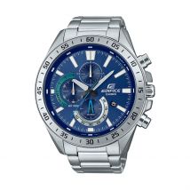 Montre Casio Bleu - Boîtier Blanc - Cadran Blanc - Bracelet Argenté - Mécanisme en Quartz - Pour Homme - Histoire d'Or