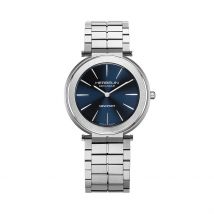 Montre Herbelin Newport Slim Bleu - Boîtier Blanc - Cadran Blanc - Bracelet Argenté - Mécanisme en Mécanique - Pour Homme - Histoire d'Or