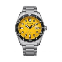 Montre Citizen Sunset Jaune - Boîtier Argenté - Cadran Jaune - Bracelet Argenté - Mécanisme en Quartz - Pour Homme - Histoire d'Or