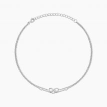 Chaîne De Cheville Aurelio Argent Blanc Oxyde De Zirconium - Pour Femme - Pierre en Oxyde de Zirconium de forme Ronde - Motif Infini - Histoire d'Or