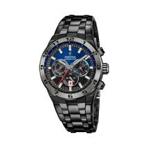 Montre Festina Chrono Bike Bleu - Boîtier Noir - Cadran Blanc - Bracelet Noir - Mécanisme en Quartz - Pour Homme - Histoire d'Or