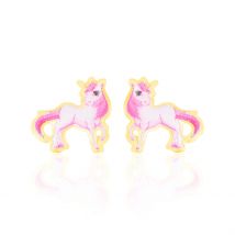 Boucles D'oreilles Puces Fantasila Cheval Or Jaune - Pour Enfant - Histoire d'Or