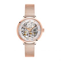 Montre Pierre Lannier Automatique 35 Argent - Boîtier Rose - Cadran Argenté - Bracelet Rose - Mécanisme en Automatique - Pour Femme - Histoire d'Or