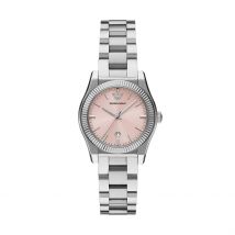 Montre Emporio Armani Rose - Boîtier Blanc - Cadran Rose - Bracelet Argenté - Mécanisme en Quartz - Pour Femme - Histoire d'Or