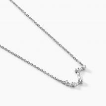 Collier Vega Argent Blanc Oxyde De Zirconium - Pour Femme - Pierre en Oxyde de Zirconium de forme Ronde - Motif Zodiaque-Verseaux - Histoire d'Or