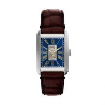 Montre Fossil Carraway Automatic Bleu - Boîtier Argenté - Cadran Bleu - Bracelet Marron - Mécanisme en Automatique - Pour Homme - Histoire d'Or