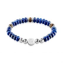 Bracelet Jourdan 1921 Acier Blanc œil De Tigre - Pour Homme - Pierre en Quartz de forme Ronde - Motif 1 - Histoire d'Or