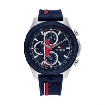 Montre Tommy Hilfiger Clark Bleu - Boîtier Blanc - Cadran Blanc - Bracelet Bleu - Mécanisme en Quartz - Pour Homme - Histoire d'Or