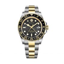 Montre Philipp Plein Gmt-i Challenger Noir - Boîtier Jaune - Cadran Noir - Bracelet Bicolore - Mécanisme en Quartz - Pour Homme - Histoire d'Or