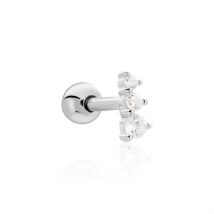 Piercing D'oreille Unitaire Delphie Argent Blanc Oxyde De Zirconium - Pour Femme - Pierre en Oxyde de Zirconium de forme Ronde - Histoire d'Or