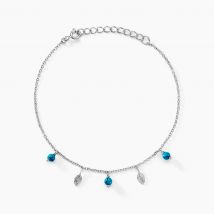 Bracelet Darcie Argent Blanc Turquoise - Pour Femme - Pierre en Turquoise de forme Ronde - Motif Arbre - Histoire d'Or