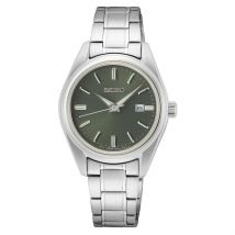 Montre Seiko Classique Kaki - Boîtier Blanc - Cadran Vert - Bracelet Argenté - Mécanisme en Quartz - Pour Femme - Histoire d'Or