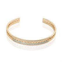 Bracelet Jonc Zoila Plaqué Or Pierre De Synthese Et Oxyde - Pour Femme - Pierre en Pierre d'Imitation de forme Ronde - Histoire d'Or