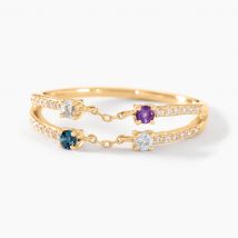 Bague Chaîne Universe Or Jaune Améthyste Topaze - Pour Femme - Pierre en Amethyste de forme Ronde - Motif Maillons - Histoire d'Or