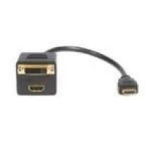 StarTech (1ft) HDMI to HDMI and DVI-D Digital Video Splitter Cable Male/Female (Black)