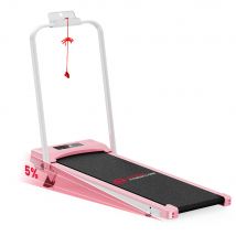 2 in 1 Folding Treadmill Under Desk Electric Treadmill 1-10KM/H Walking Jogging Machine for Home Office Pink