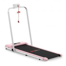 2 in 1 Folding Treadmill Under Desk Electric Treadmill 1-10KM/H Walking Jogging Machine for Home Office Pink