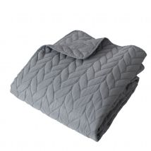 Couvre lit en microfibre dessin par ultrason - Gris - Polyester - Home Maison