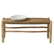 Banc Marocain Doum tressage damier - Naturel - 100 cm - Osier/Bois - Home Maison
