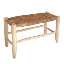 Banc Marocain Doum tressage central - Naturel - 80 cm - Bois - Home Maison