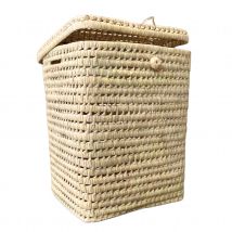 Panière à linge rectangle palmier - Naturel - Osier - Home Maison