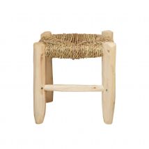 Tabouret Marocain bois de laurier - Naturel - Osier/Bois - Home Maison
