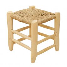Tabouret Marocain bois de laurier - Naturel - Osier/Bois - Home Maison
