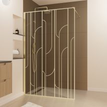 Paroi de douche sérigraphiée art déco arrondie - Jaune - Verre - Home Maison