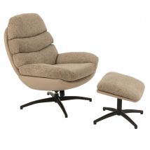 Fauteuil relax pivotant et repose pied - Gris - 78x90x102 cm - Polyester - Home Maison