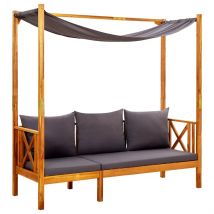 Banc extérieur avec auvent - Gris - Bois - Home Maison