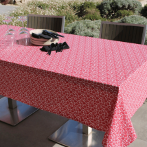Nappe rectangulaire plastifiée 100% coton - Rouge - 150x250 cm - Coton - Home Maison