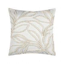 Coussin carré - Effet matière brodé de feuilles - Naturel - 40x40 cm - Coton - Home Maison