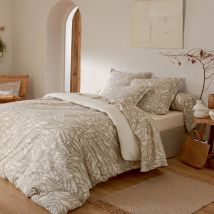 Parure de couette imprimée graphique - Beige - Coton - Home Maison