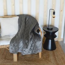 Plaid Canapé en velours matelassé - Gris - Microfibre/Polyester/Velours - Home Maison
