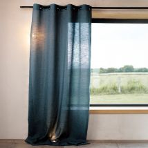 Rideau poly-lin à œillets - Bleu - 160x240 cm - Lin/Polyester - Home Maison